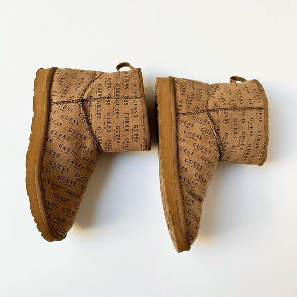 Guess Cream Faux Fur Lined Brown Mid Calf Boots Women's size 8 - Picture 2 of 11